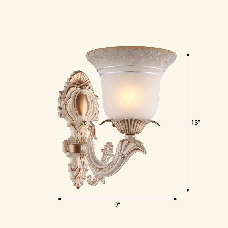 Country Style Frosted Glass Wall Lamp - Hallway Sconce Lighting Fixture 1 / Beige Bell