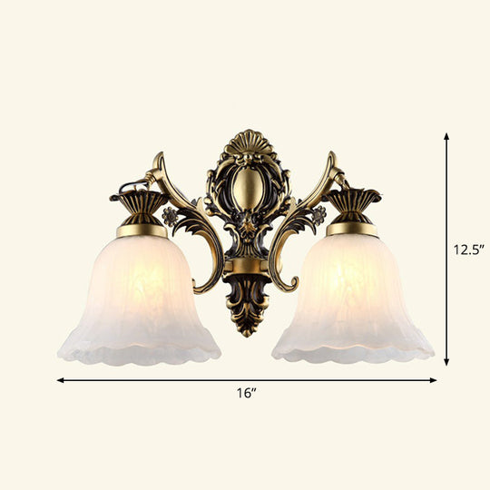 Country Style Frosted Glass Wall Lamp - Hallway Sconce Lighting Fixture 2 / Bronze Saucer