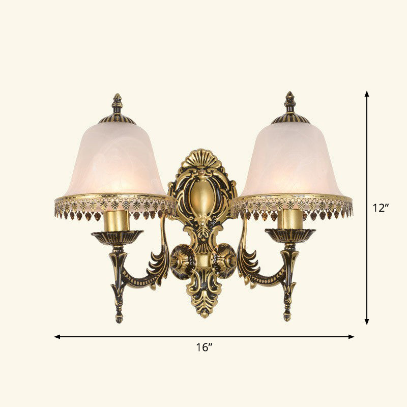 Country Style Frosted Glass Wall Lamp - Hallway Sconce Lighting Fixture 2 / Bronze Tower