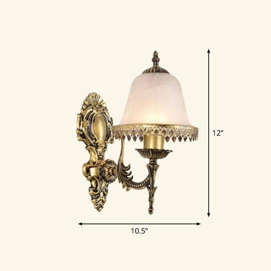 Country Style Frosted Glass Wall Lamp - Hallway Sconce Lighting Fixture 1 / Bronze Tower