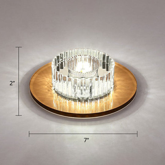 Modern Led Crystal Flush Mount Ceiling Light For Corridors Gold / White
