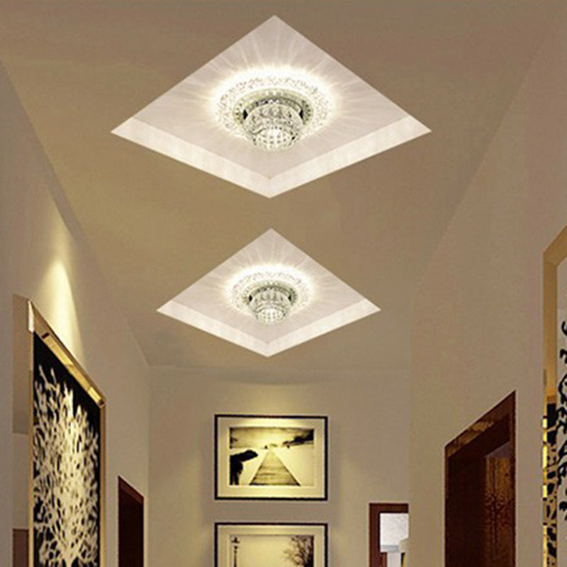 Clear Crystal Led Flush - Mount Ceiling Light Fixture For Aisle With Modernist Design