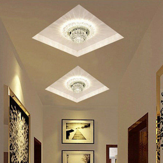 Clear Crystal Led Flush - Mount Ceiling Light Fixture For Aisle With Modernist Design