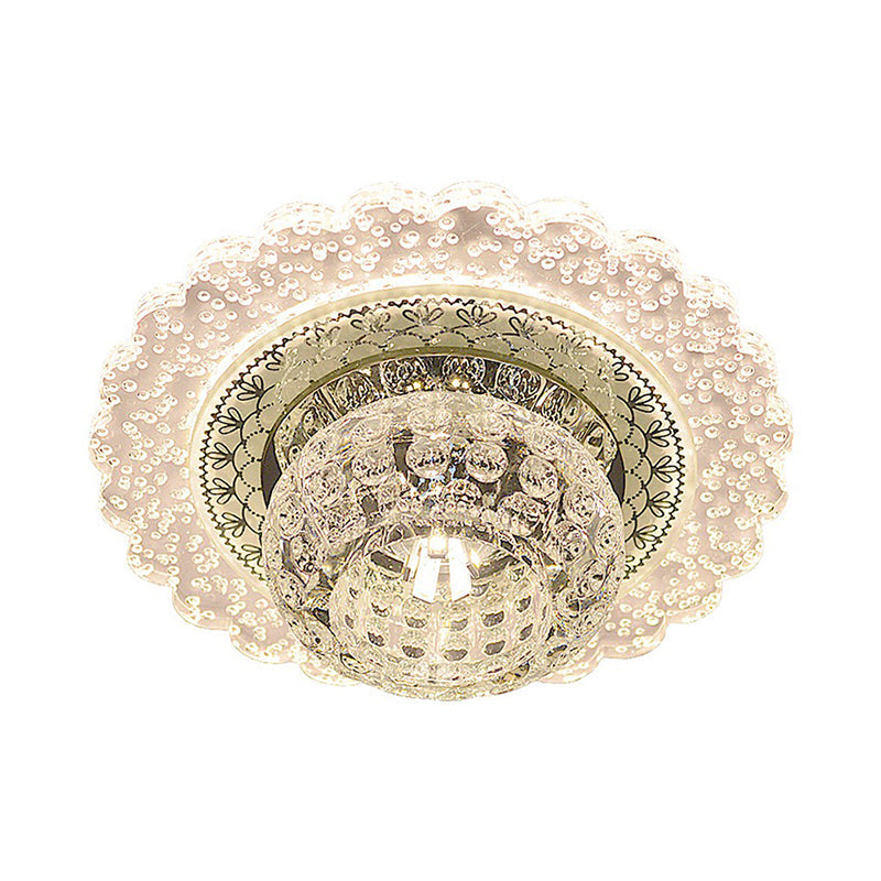 Clear Crystal Led Flush-Mount Ceiling Light Fixture For Aisle With Modernist Design