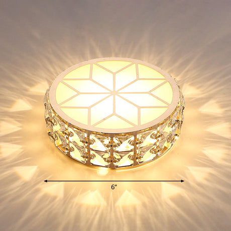 Champagne Led Crystal Embedded Round Ceiling Light - Simple Style Flush Mount For Passageway / 6