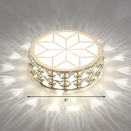 Champagne Led Crystal Embedded Round Ceiling Light - Simple Style Flush Mount For Passageway / 6