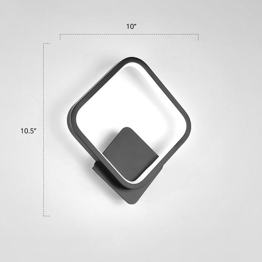 Modern Led Wall Sconce With Nordic Geometric Design In Grey Metal / White Rhombus