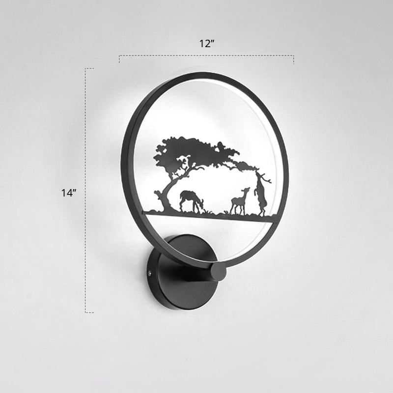 Modern Led Wall Sconce With Nordic Geometric Design In Grey Metal / White Tree