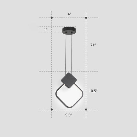 Nordic Led Suspension Light Fixture For Bedroom - Black Circular Hanging Lamp With Metallic Touch /
