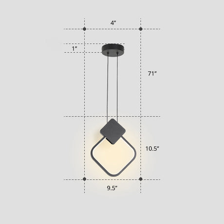 Nordic Led Suspension Light Fixture For Bedroom - Black Circular Hanging Lamp With Metallic Touch /