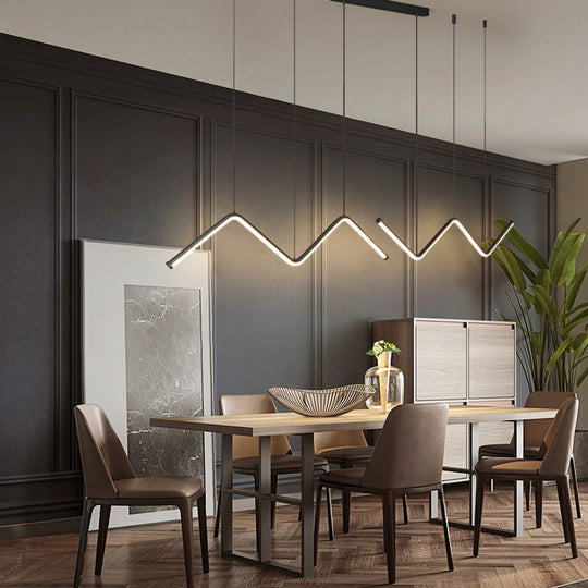 W-Shaped Led Pendant Light Fixture: Stylish Artistic Metal Island For Dining Room