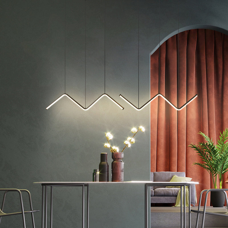 W-Shaped Led Pendant Light Fixture: Stylish Artistic Metal Island For Dining Room