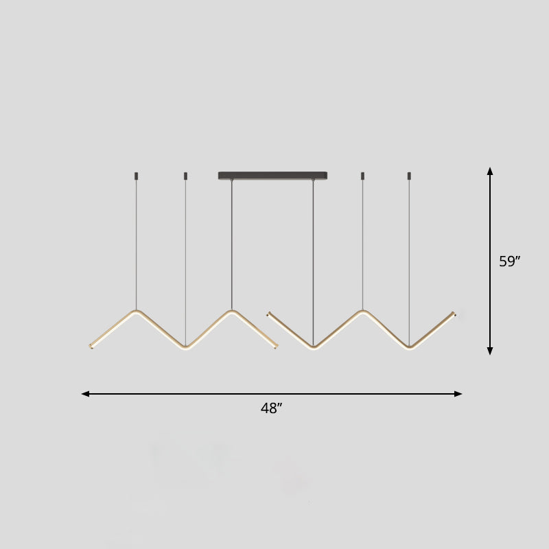 W-Shaped Led Pendant Light Fixture: Stylish Artistic Metal Island For Dining Room Gold / 48 Third