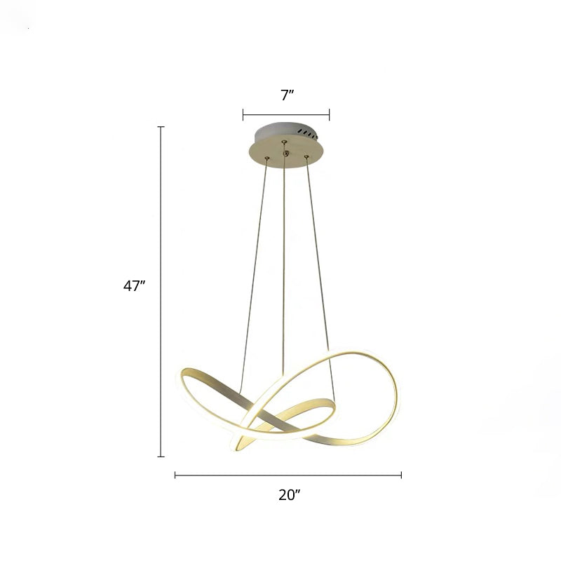 White Acrylic Led Cycle Chandelier Pendant For Dining Room - Decorative Ceiling Light / 20’