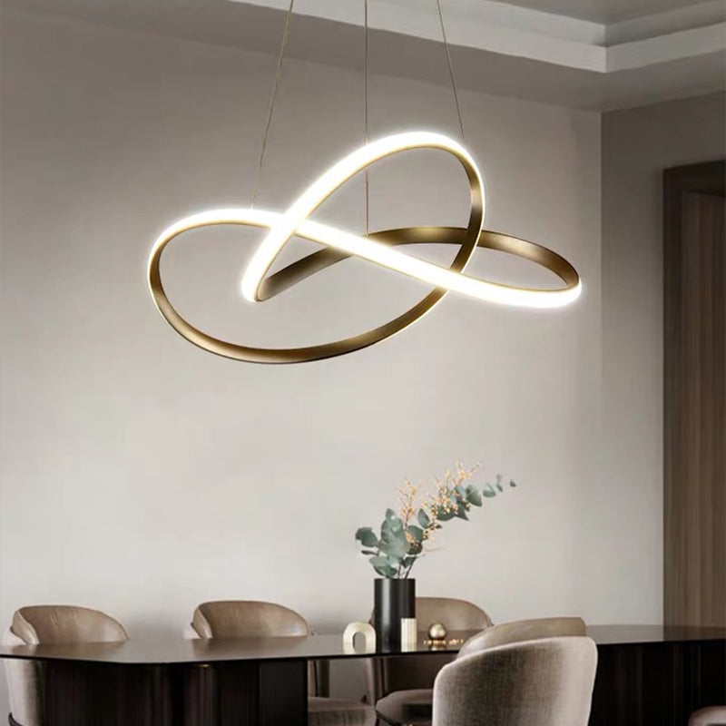 White Acrylic Led Cycle Chandelier Pendant For Dining Room - Decorative Ceiling Light