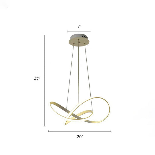 White Acrylic Led Cycle Chandelier Pendant For Dining Room - Decorative Ceiling Light / 20’ Warm