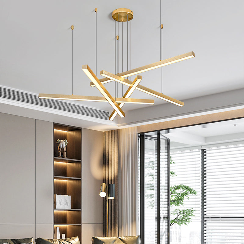 Adjustable Metal Line Art Led Pendant Lamp For Minimalist Bedroom Ceiling