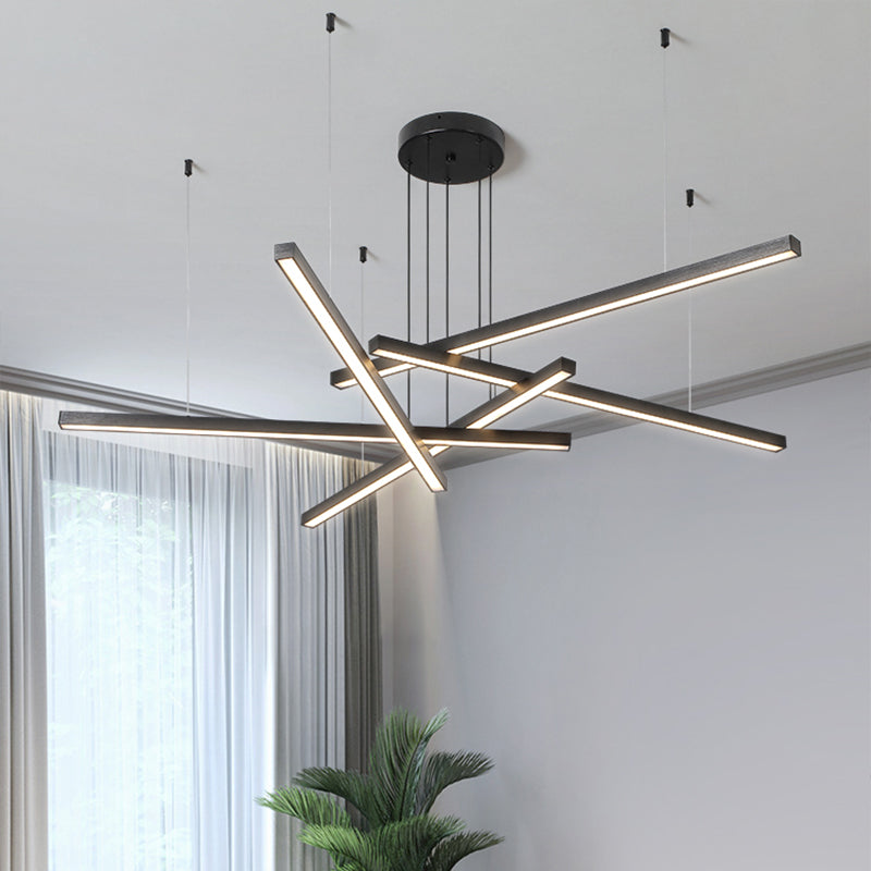 Adjustable Line Art Pendant Lamp: Minimalist Metal Led Chandelier For Bedroom Ceiling