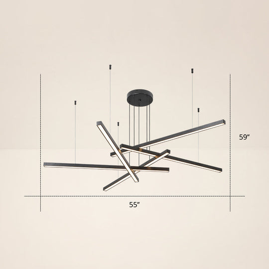 Adjustable Metal Line Art Led Pendant Lamp For Minimalist Bedroom Ceiling 5 / Black Third Gear