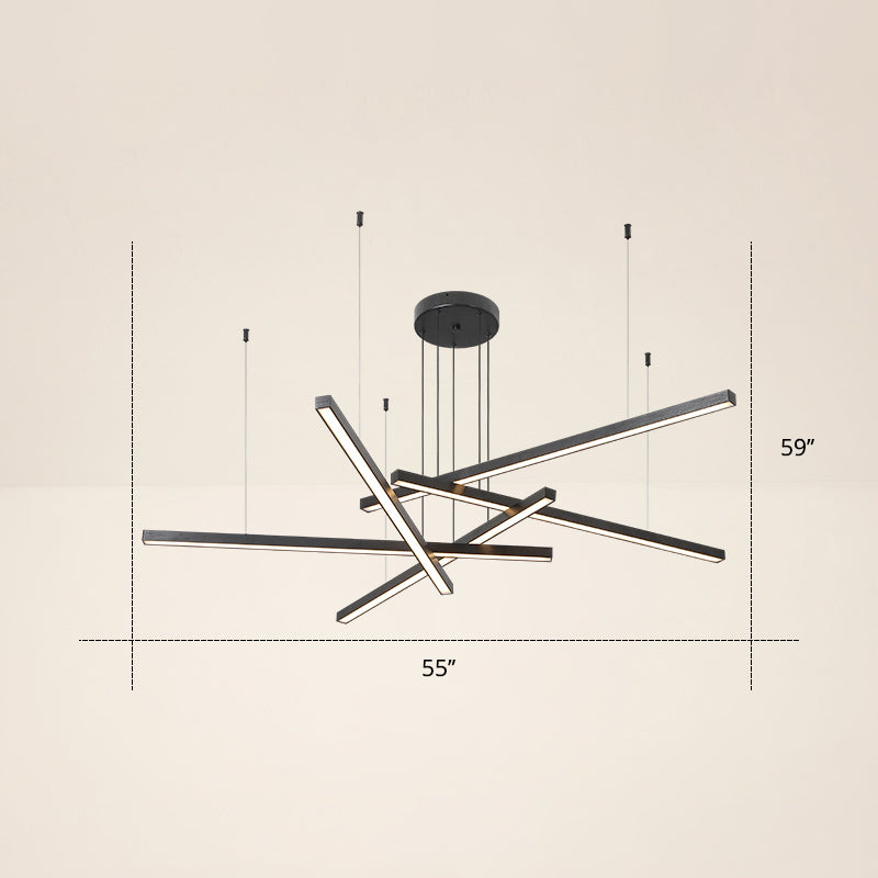 Adjustable Metal Line Art Led Pendant Lamp For Minimalist Bedroom Ceiling 5 / Black White