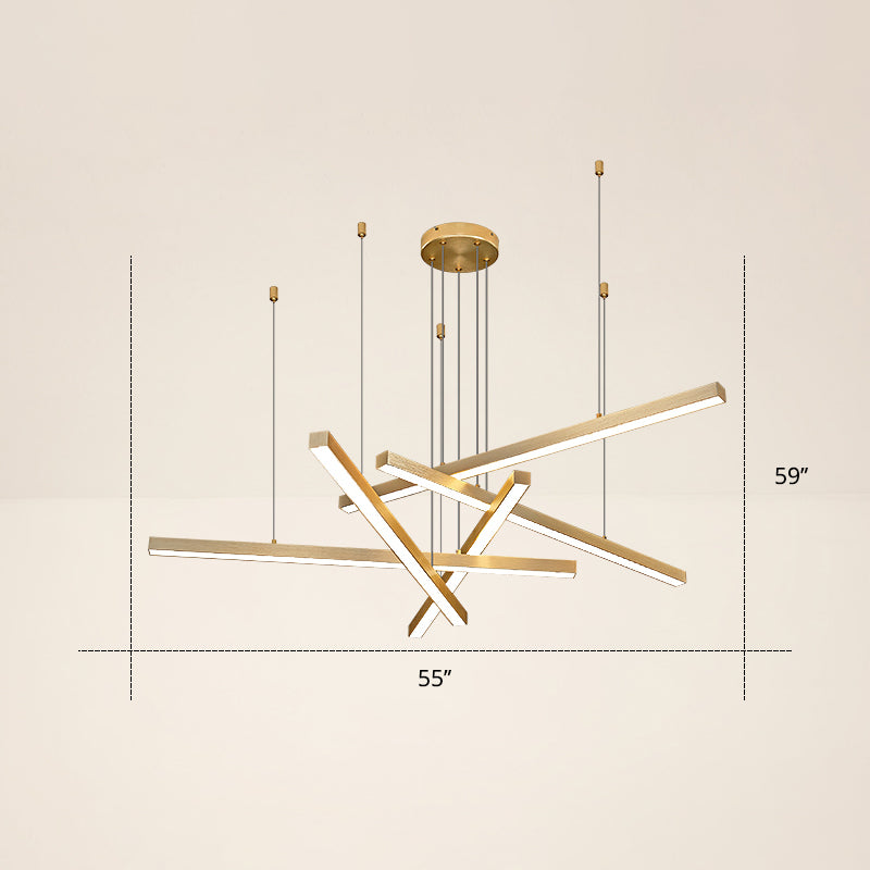 Adjustable Metal Line Art Led Pendant Lamp For Minimalist Bedroom Ceiling 5 / Gold White