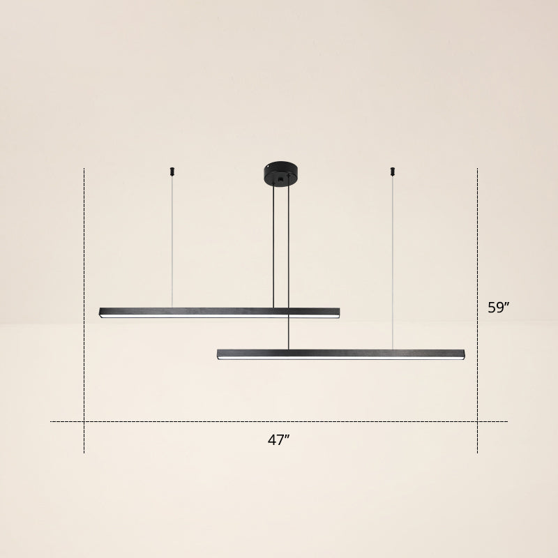 Adjustable Metal Line Art Led Pendant Lamp For Minimalist Bedroom Ceiling 2 / Black White