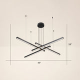 Adjustable Line Art Pendant Lamp: Minimalist Metal Led Chandelier For Bedroom Ceiling 4 / Black Warm