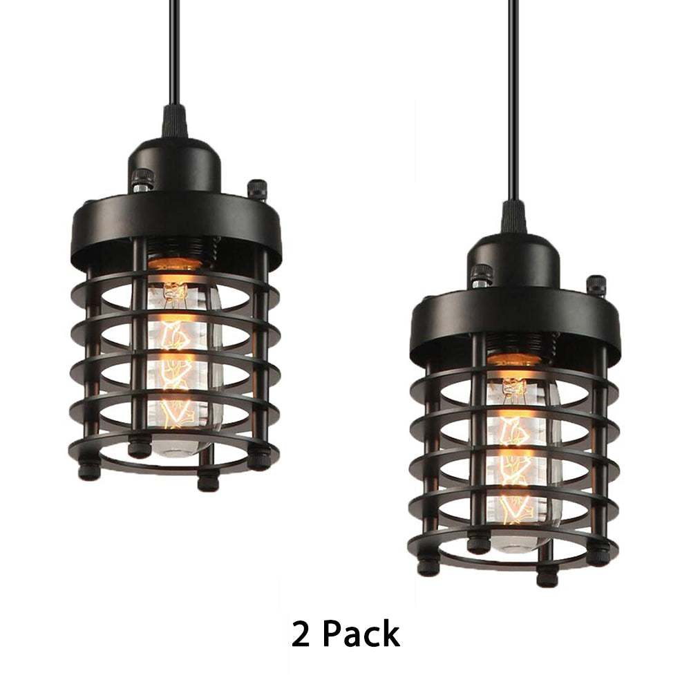 Industrial Wire Cage Pendant Light Fixture In Black & Rust For Dining Room With 1 Bulb / 2