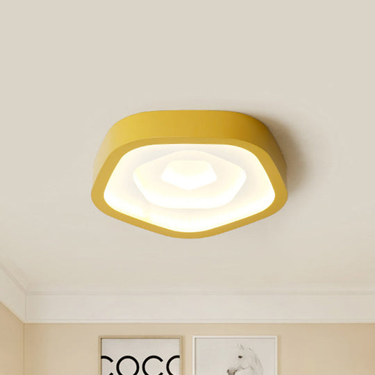 Nordic Style Led Flush Mount Bedroom Ceiling Light With Rose Shade - Perfect For Kids Yellow / 20.5