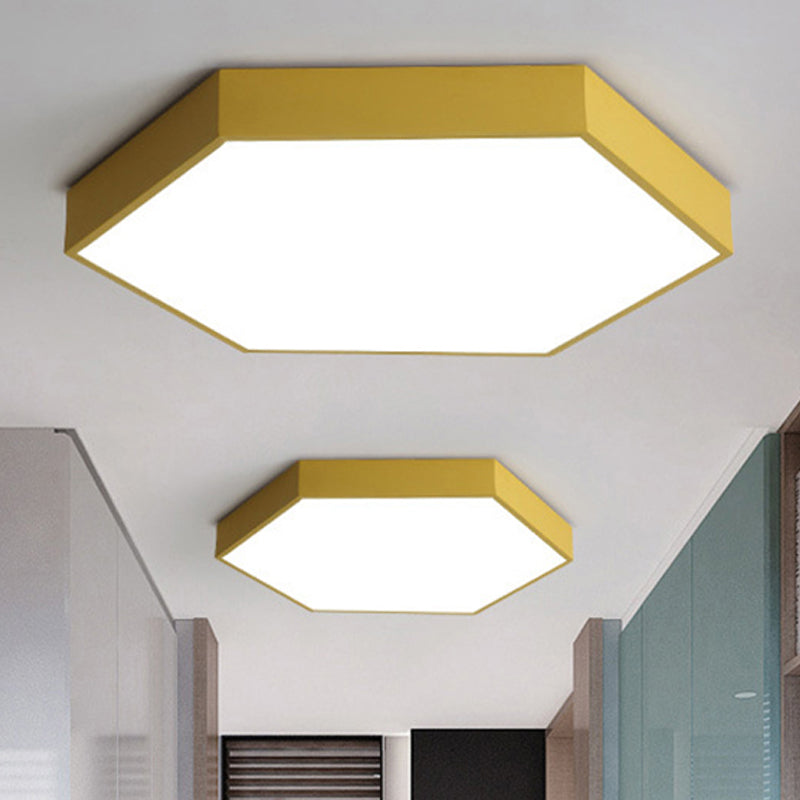 Modern Led Ceiling Light For Child Bedroom With Hexagon Shade