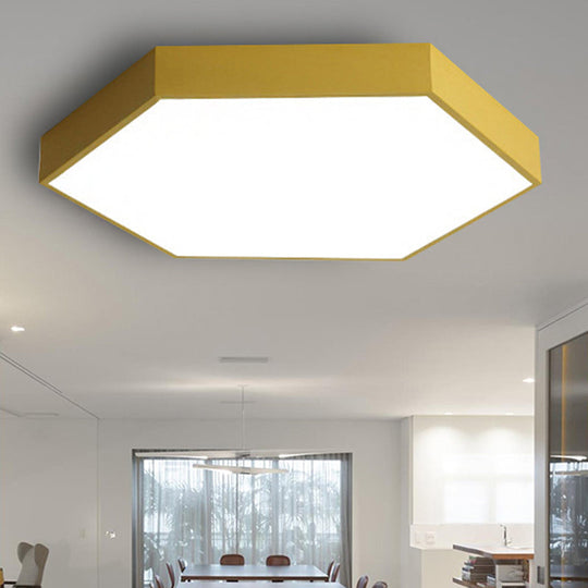 Modern Led Ceiling Light For Child Bedroom With Hexagon Shade Yellow / 12 Warm