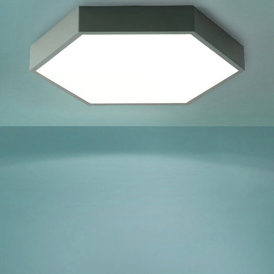 Modern Led Ceiling Light For Child Bedroom With Hexagon Shade Green / 12 Warm