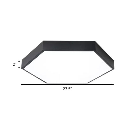Modern Led Flush Mount Ceiling Light For Bedroom With Acrylic Hexagon Shade