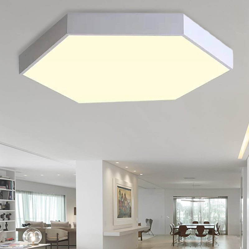Modern Led Flush Mount Ceiling Light For Bedroom With Acrylic Hexagon Shade