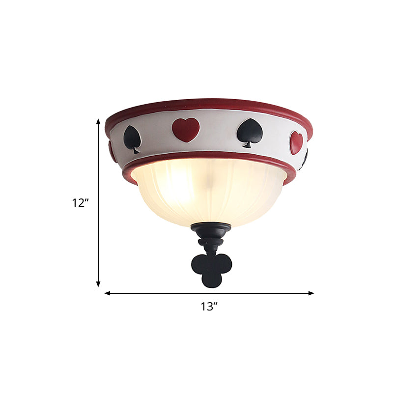 Poker Glass Children’s Bedroom Ceiling Light - Modern White Mount Fixture