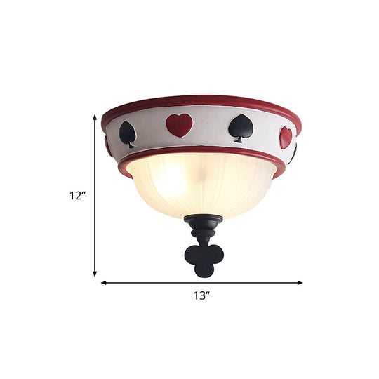 Poker Glass Children’s Bedroom Ceiling Light - Modern White Mount Fixture