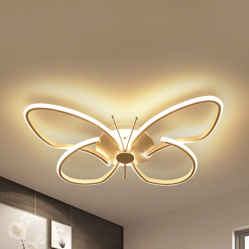 White Acrylic Butterfly Ceiling Light For Nursing Room - Contemporary Flush Mount / 15’ Warm