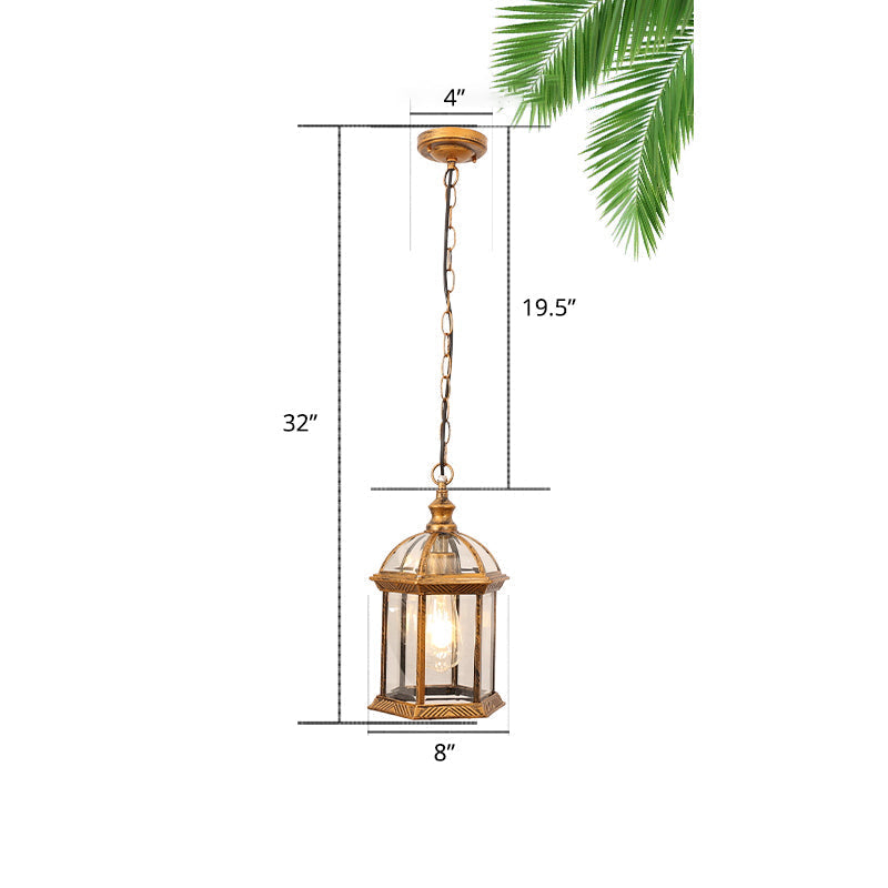 Vintage Outdoor Hanging Pendant Light With Clear Glass Birdcage Design Bronze / 8