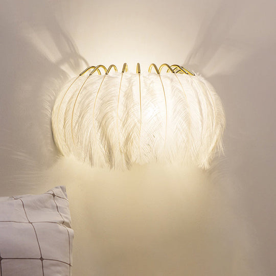 Feather Half-Round Minimalist Wall Sconce For Bedroom