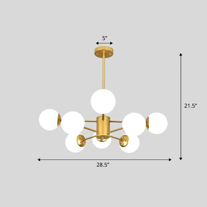Modern White Glass Chandelier With Burst Design Suspension Light 8 / Gold