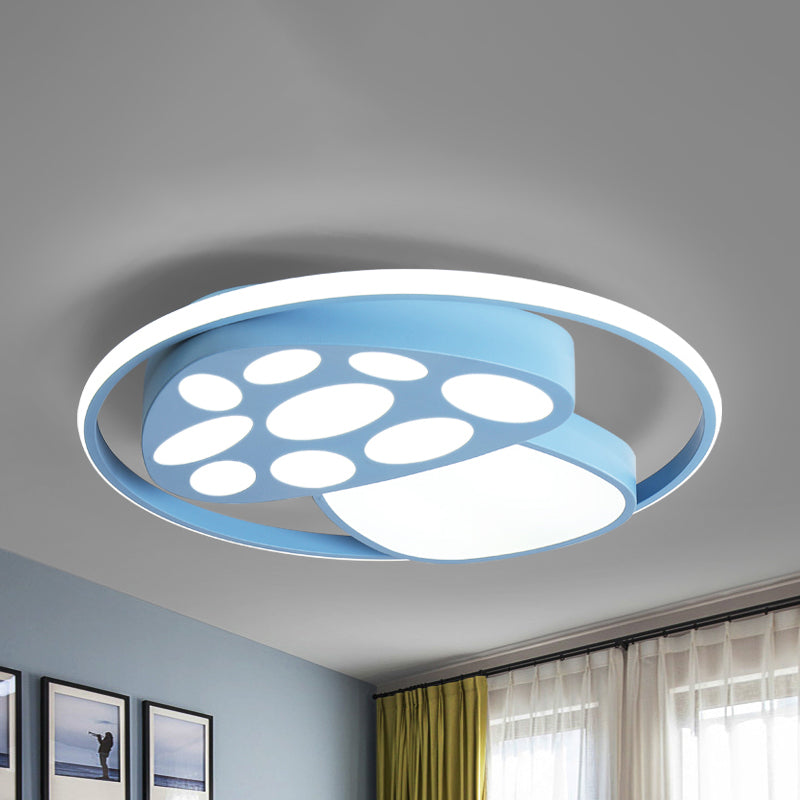Cute Mushroom Flush Mount Ceiling Lamp For Kindergarten - Cartoon Acrylic And Metal Design Blue /