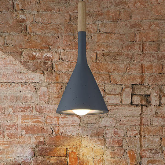 Resin Nordic Pendant Lamp With Funnel Design And Cement Finish
