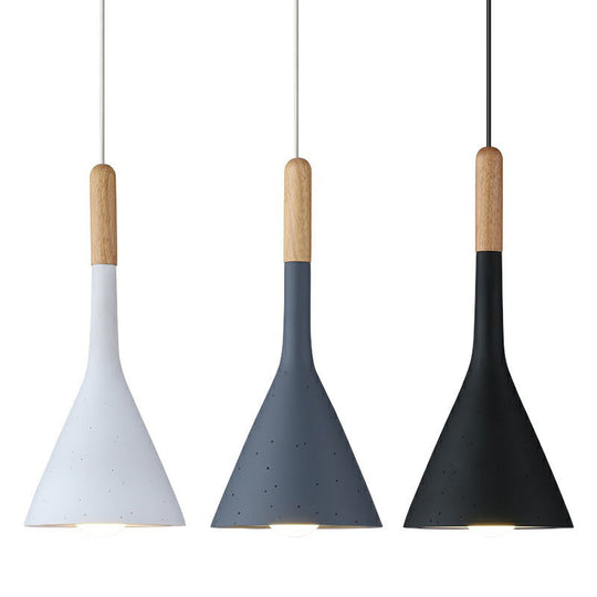 Modern Nordic Pendant Lamp With Funnel Shape - Resin 1 Head Cement Look
