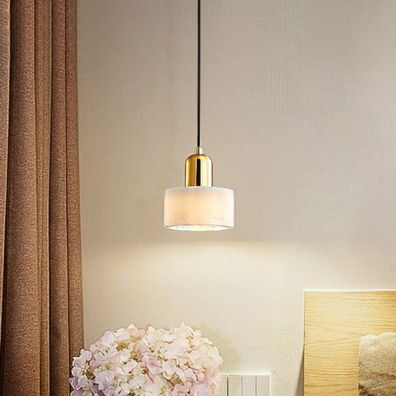 Nordic Marble Round Pendant Ceiling Light With Brass Socket - 1 Bulb Suspension Lighting