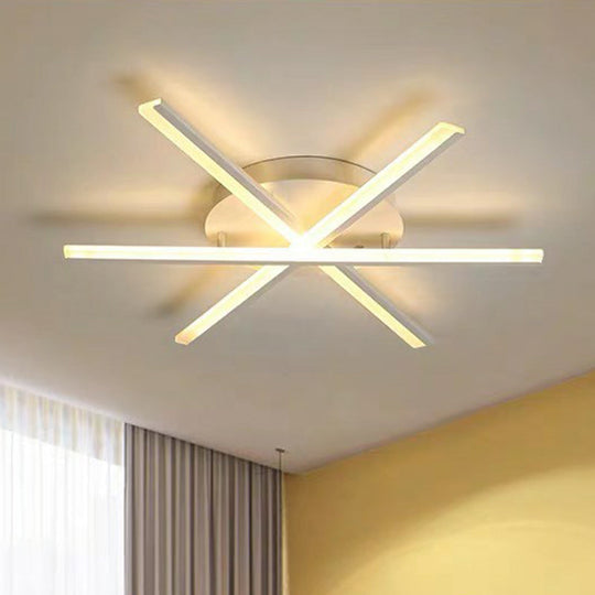 Modern Acrylic Radial Semi Flush Led Ceiling Light For Living Room 3 / White