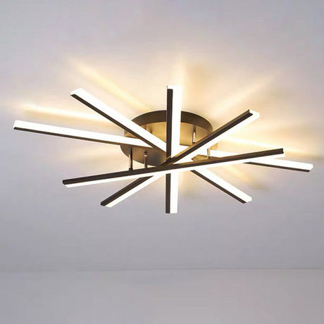 Modern Acrylic Radial Semi Flush Led Ceiling Light For Living Room 5 / Black White