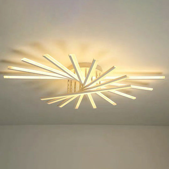 Modern Acrylic Radial Semi Flush Led Ceiling Light For Living Room 9 / White Warm