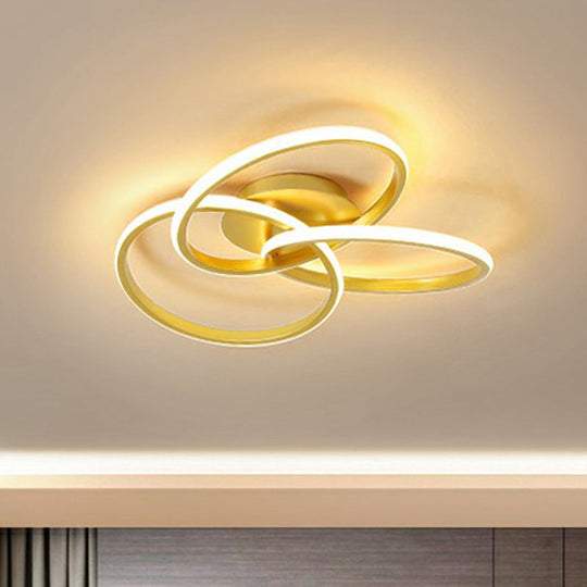 Simplicity Acrylic Led Ceiling Mounted Light - Interlocking Rings Flushmount Lighting For Bedroom