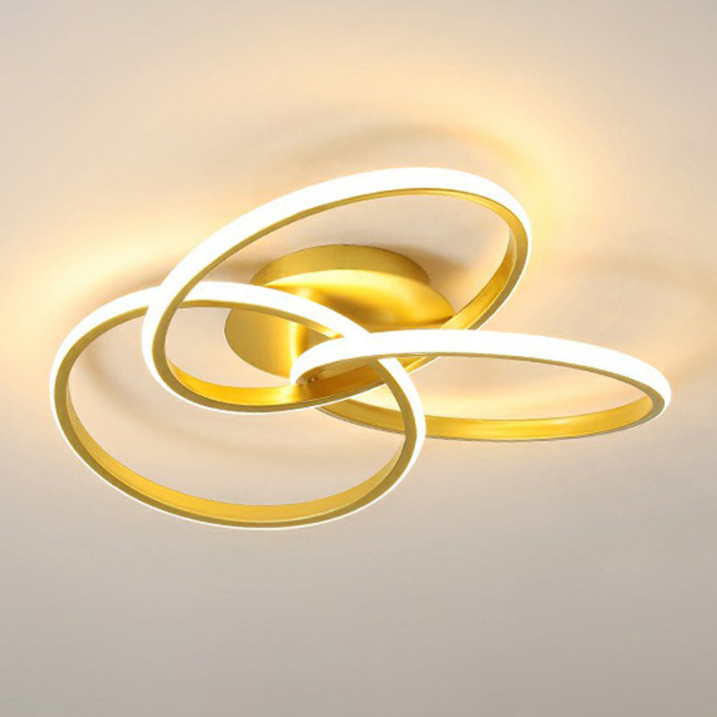 Simplicity Acrylic Led Ceiling Mounted Light - Interlocking Rings Flushmount Lighting For Bedroom