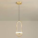 Modern Led Metal Bedside Pendant Chandelier With Halo Ring Gold / White